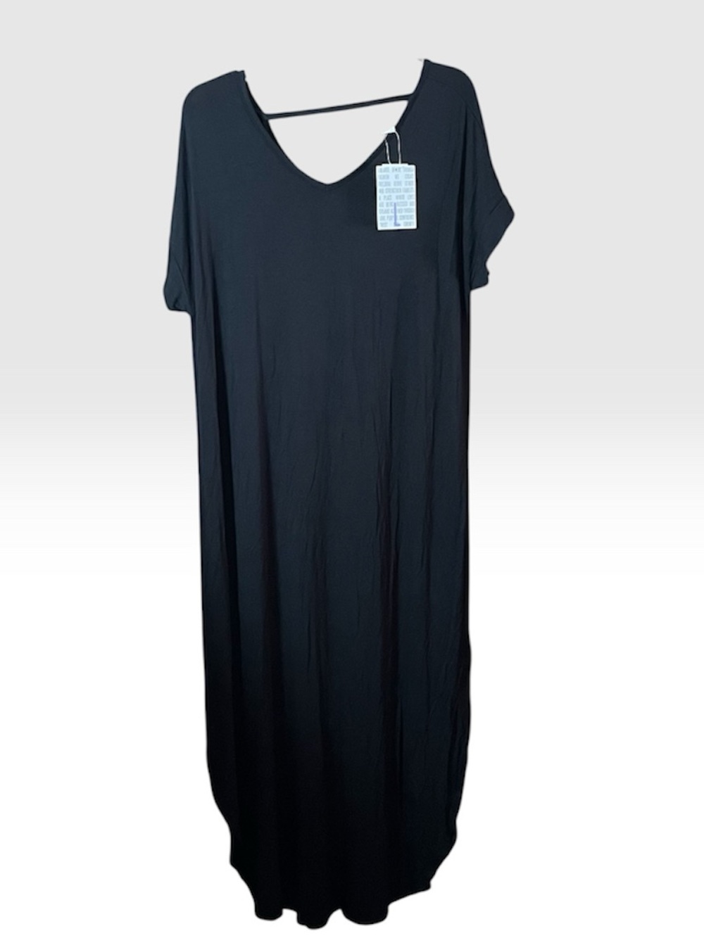 LuLaRoe Macy Black Maxi T-Shirt Dress Back Strap stretchy  large comfy versatile